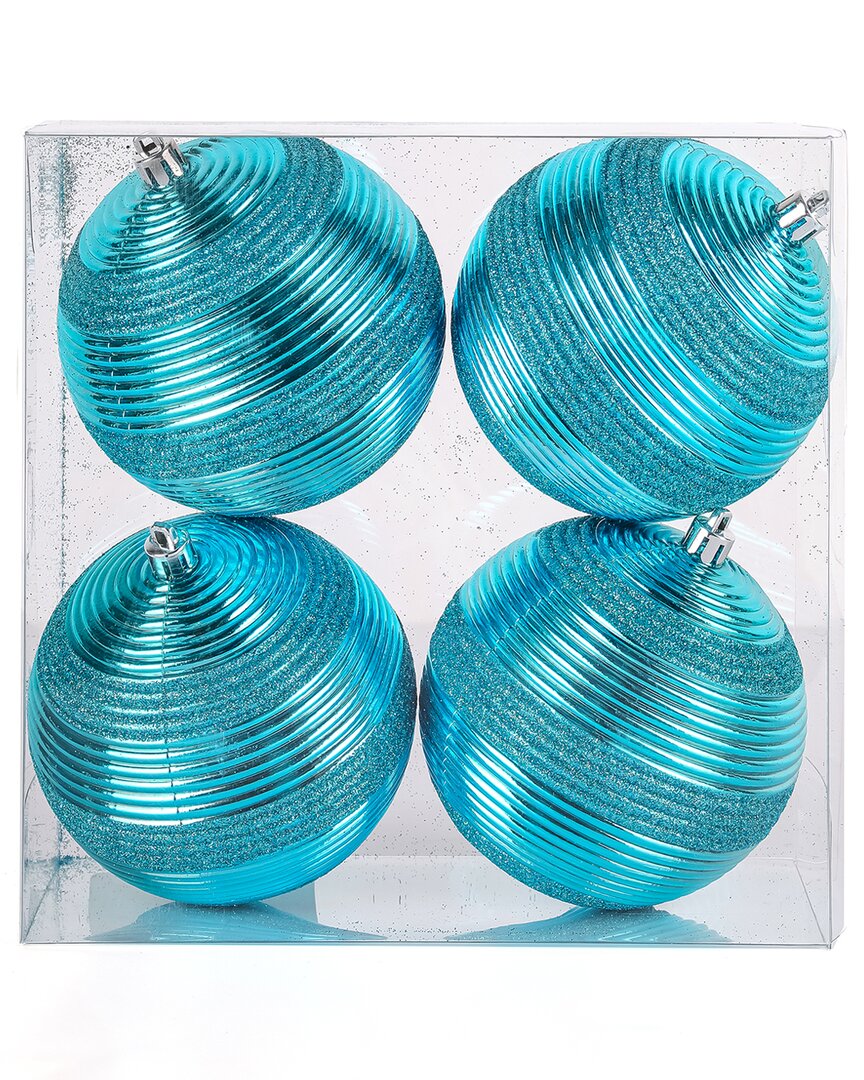 FIRST TRADITIONS FIRST TRADITIONS SET OF 4 4.5IN BLUE BALL SHATTERPROOF BAUBLE ORNAMENTS