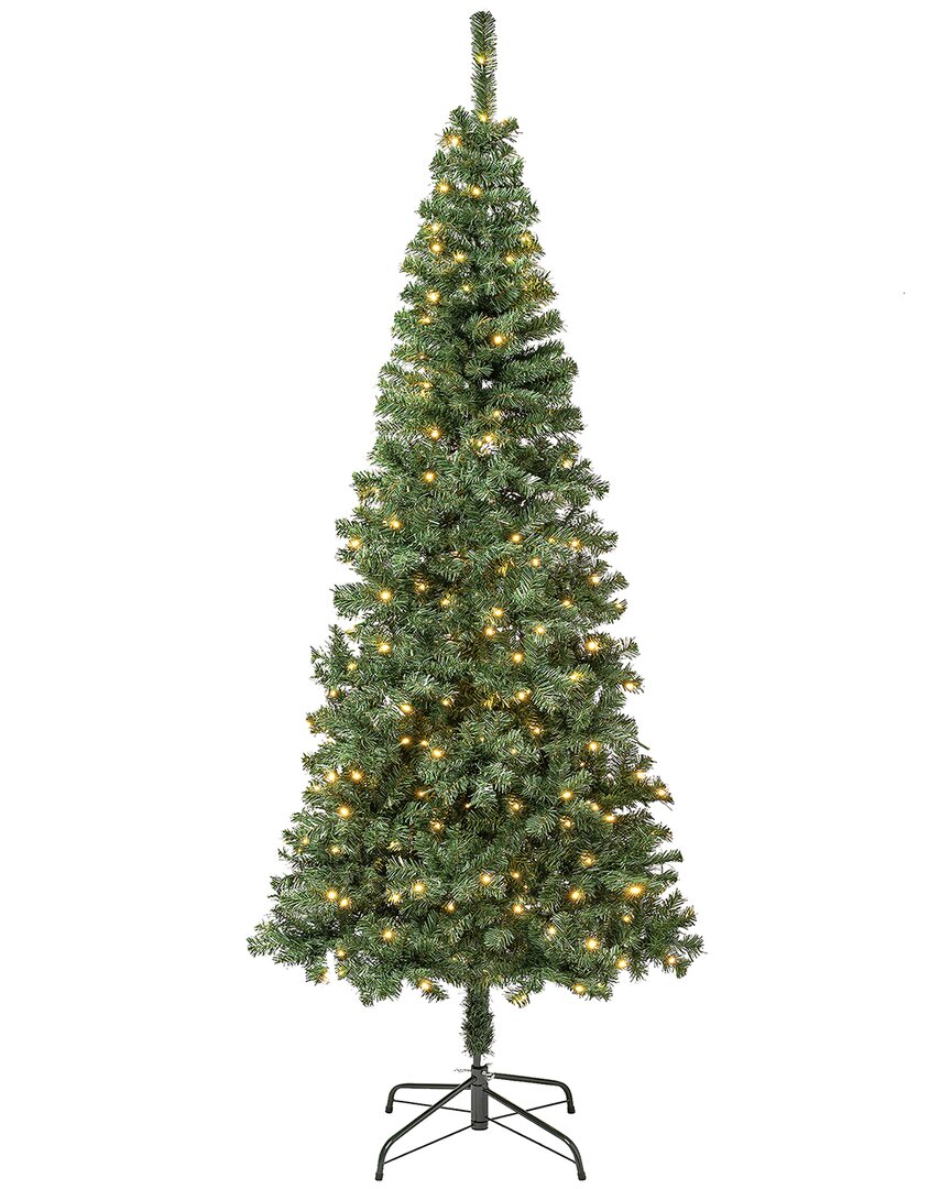 First Traditions Linden Spruce Slim Wrapped Tree With 250 Warm White Led Lights