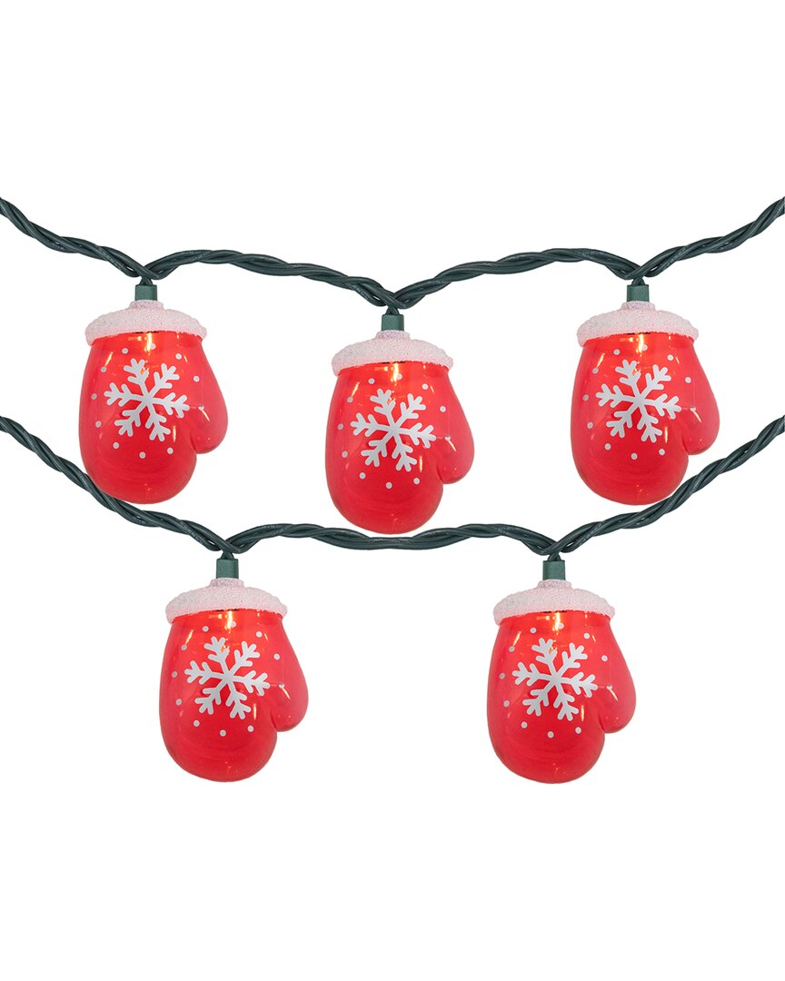 Northlight 10ct Red Snowflake Mitten Christmas Light Set In Red