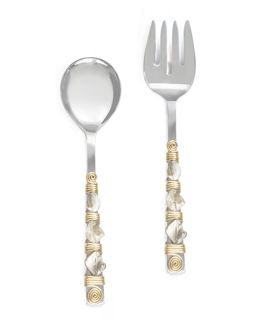 Tiramisu Mother-of-pearl 2-piece Salad Serving Set In Ivory