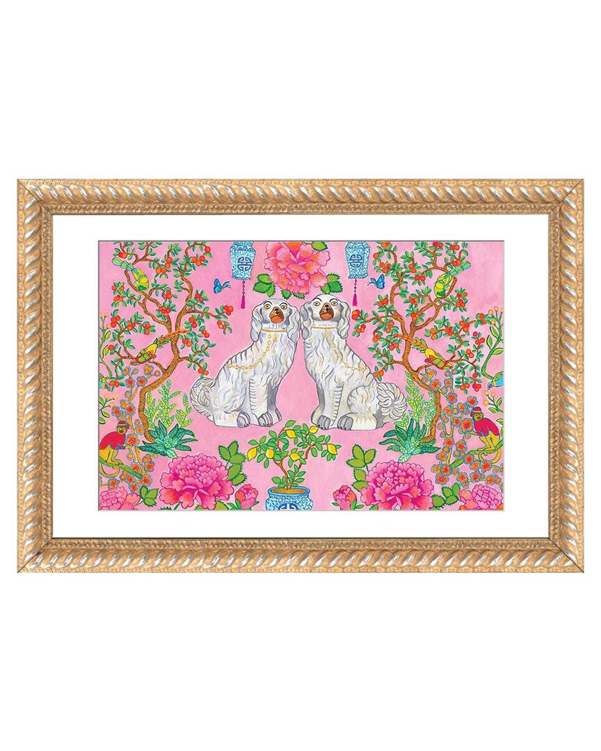 Shop Icanvas Staffordshire Dogs Chinoiserie In Pink By Green Orchid Boutique Wall Art
