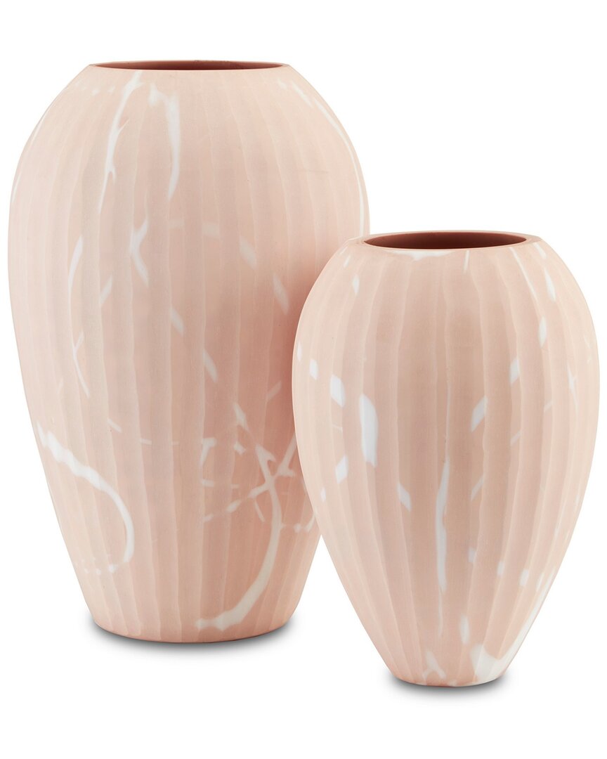 Currey & Company Set Of 2 Lawrence Sand Vases In Blush