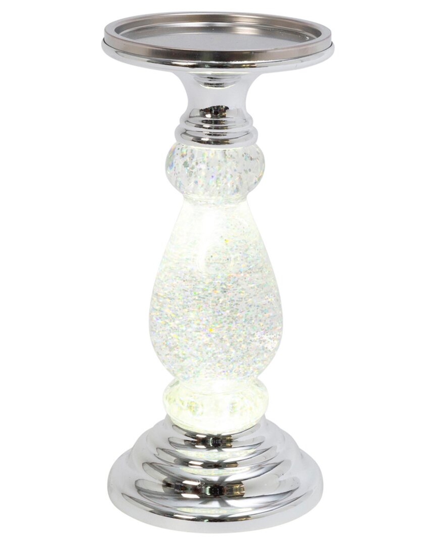 Gerson International 10.25in Battery Operated Water Globe Candle Holder In Silver