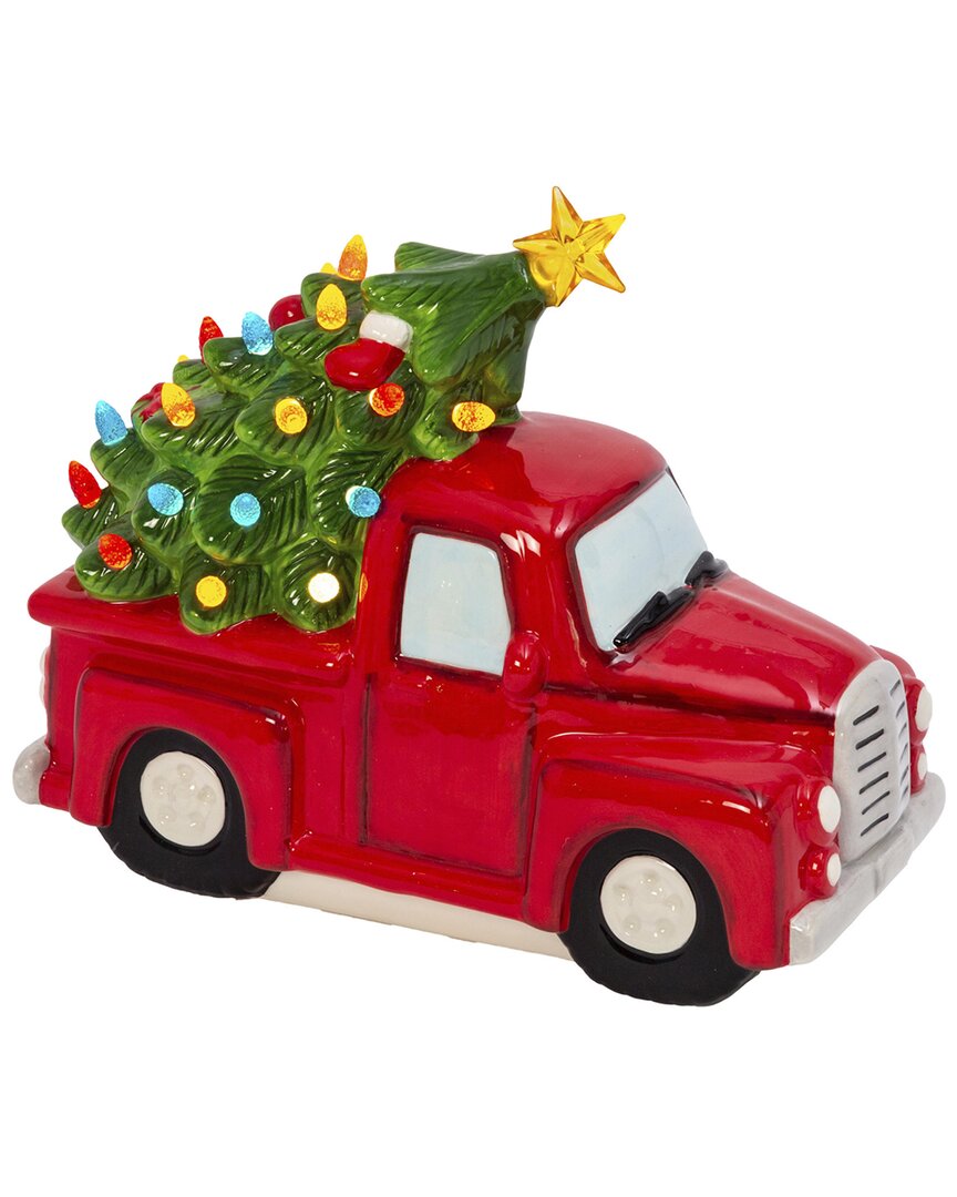 Everlasting Glow 9.6in Lighted Dolomite Holiday Truck With Tree In Red