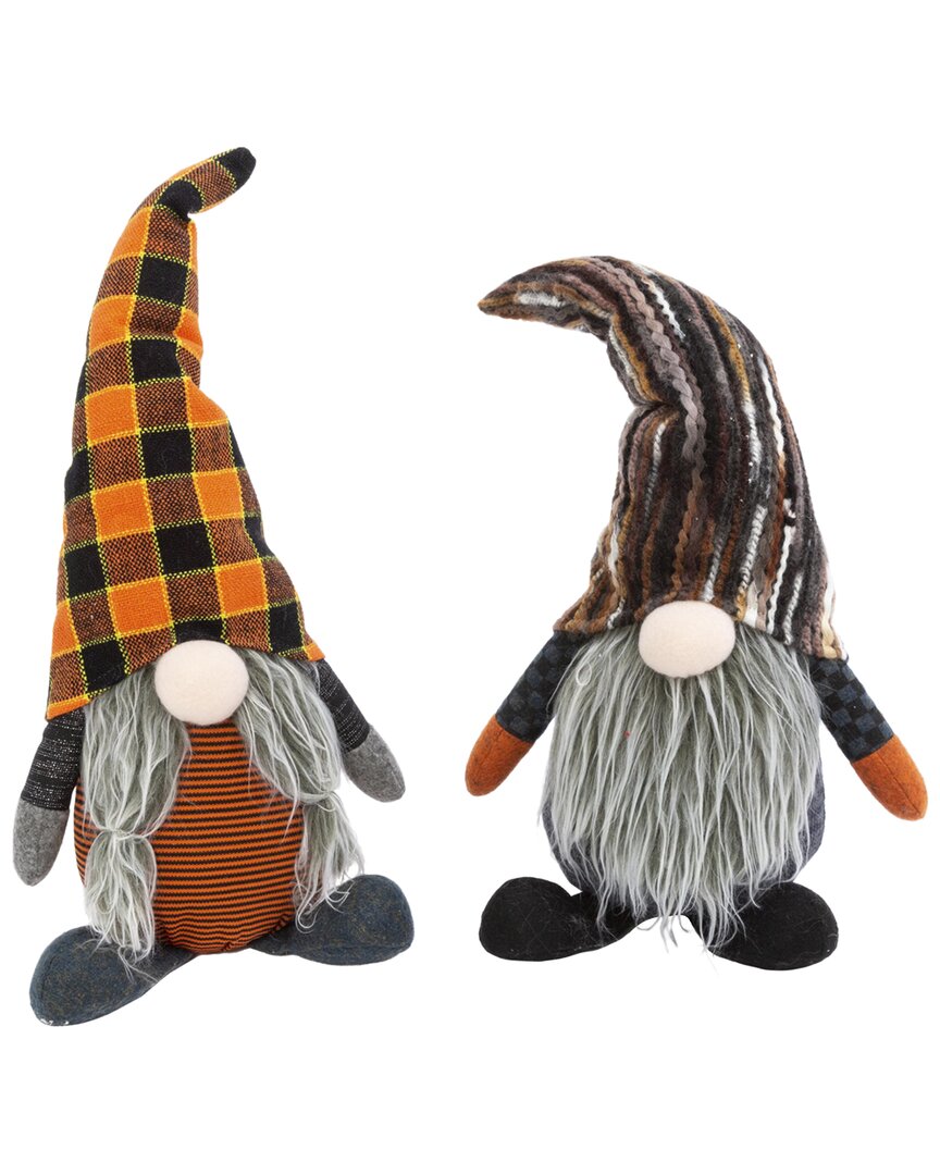 Gerson International Set Of 2 12in Plush Halloween Gnome Figurine In Multicolor