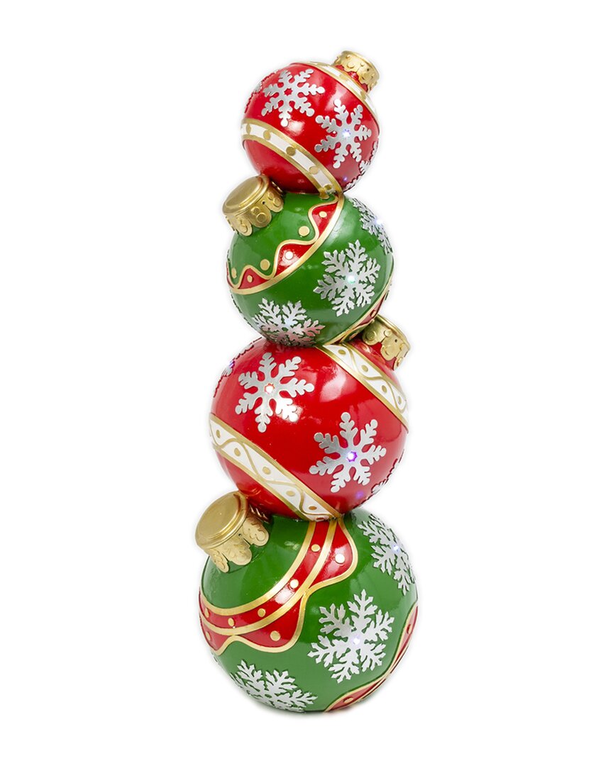 Gerson International ™ Lighted Stack Of Red And Green Christmas Ornaments