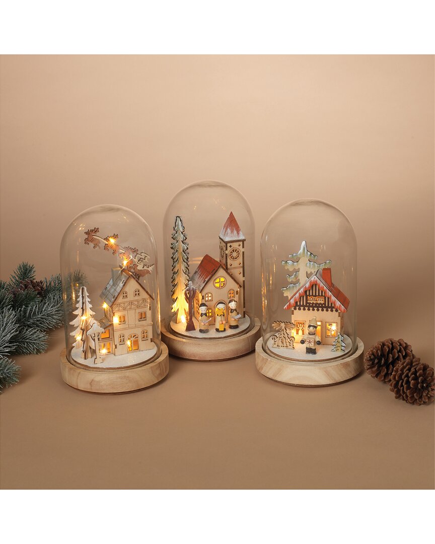 GERSON INTERNATIONAL GERSON INTERNATIONAL™ SET OF 3 HOLIDAY SCENE LIGHTED GLASS DOMES