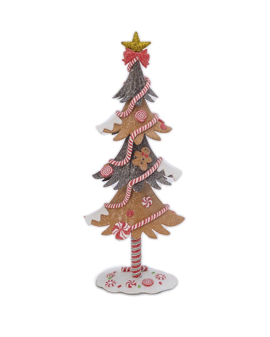 Gerson International 17.5in Whimsical Gingerbread Christmas Tree Tabletop Figurine