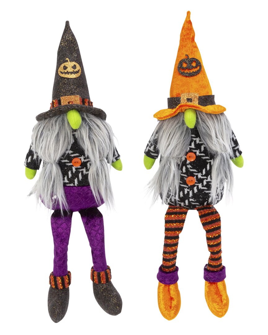 Gerson International Set Of 2 16in Plush Halloween Gnome Shelf Sitter