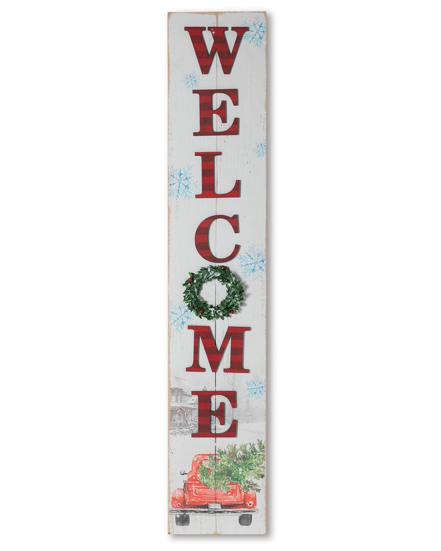Gerson International Christmas Holiday Porch Sign With Red Antique Truck And Wreath