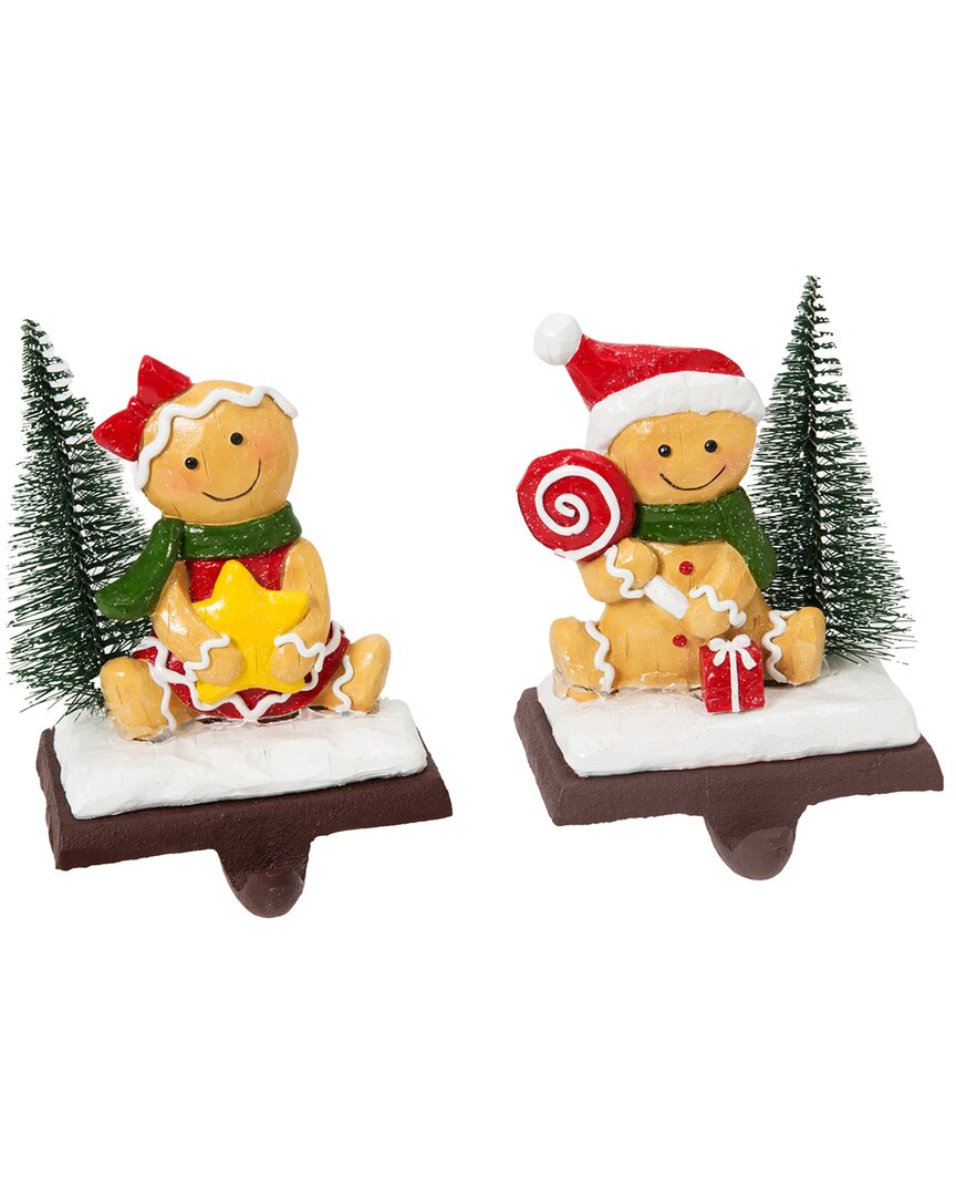 Gerson International ™ Set Of 2 Whimsical Christmas Gingerbread Stocking Holders