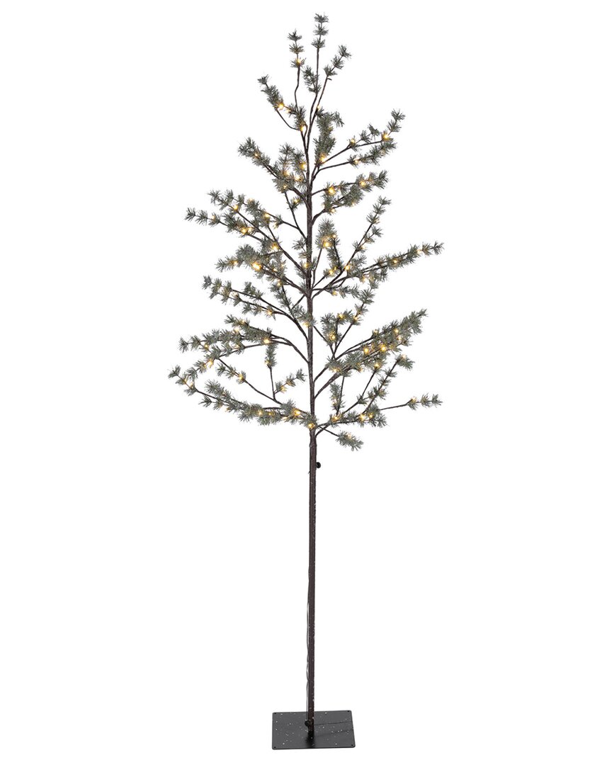 Everlasting Glow 7ft Tall Icy Pine Winter Lighted Tree, Warm White Leds In Green
