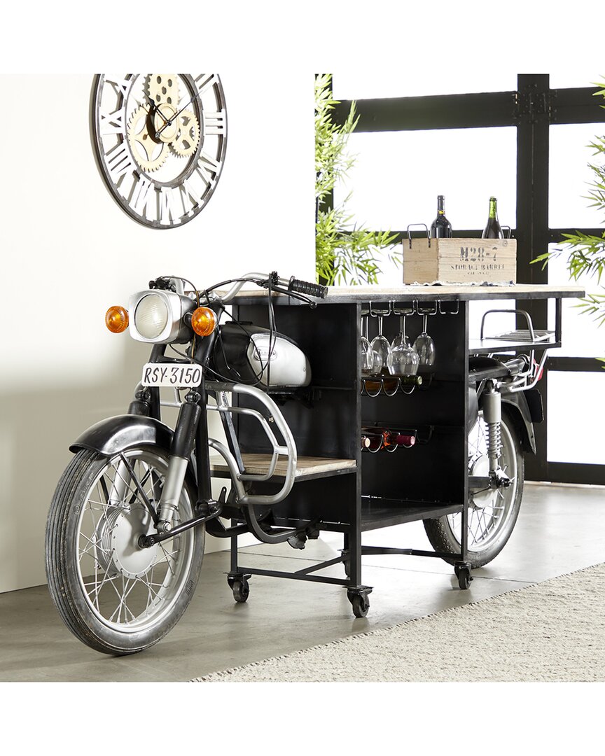 Peyton Lane Rustic Solid Black Metal Motorcycle Bar