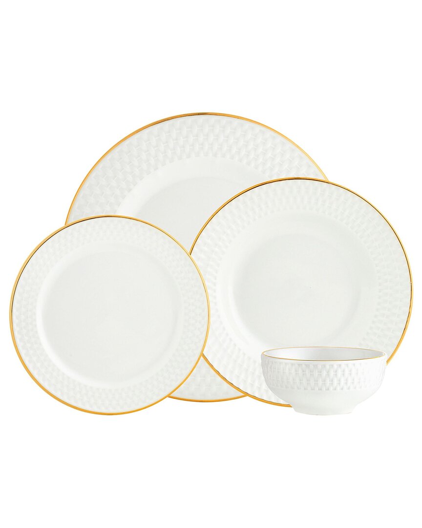Godinger Avea Porcelain 16pc Dinnerware Set In White