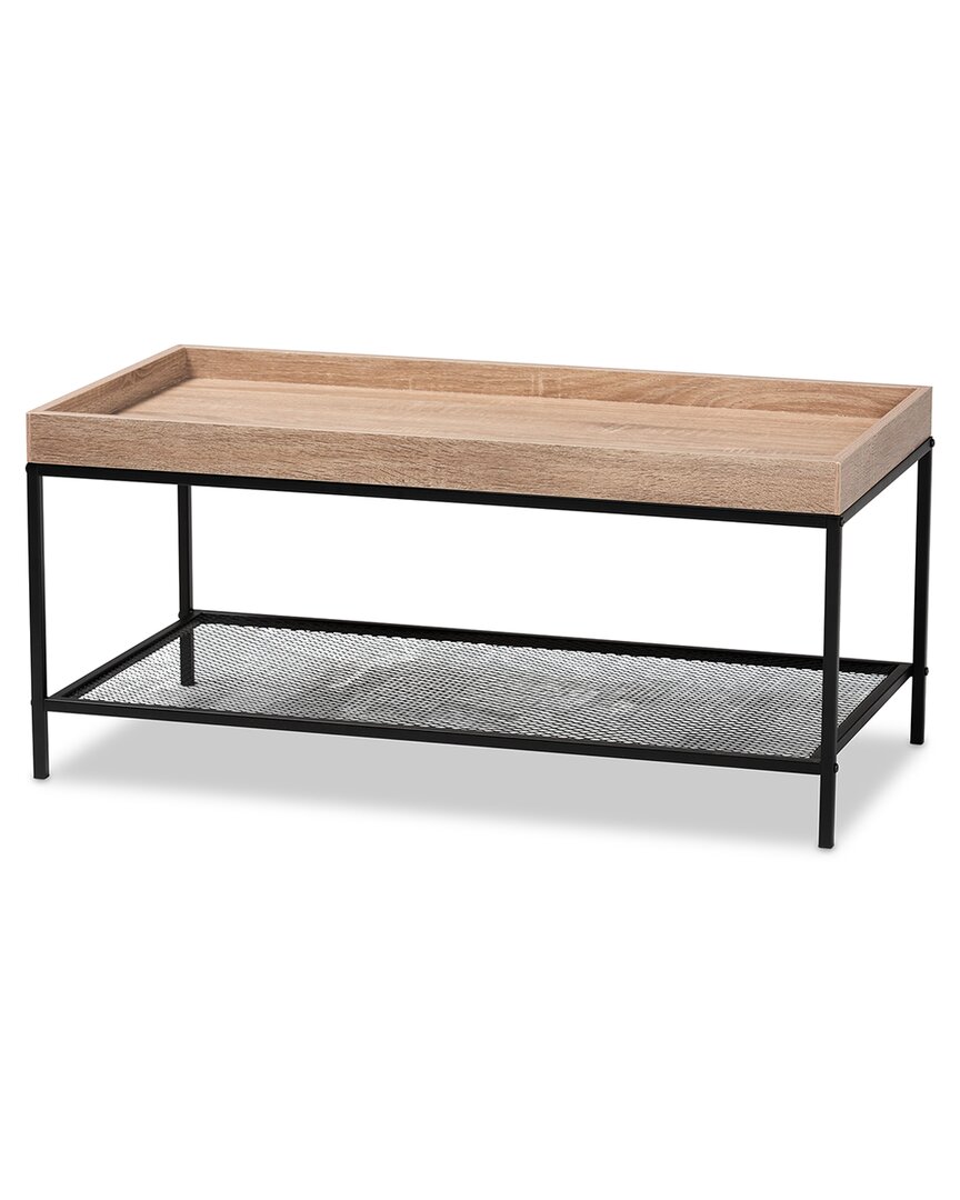 Baxton Studio Overton Wood And Metal Coffee Table In Brown
