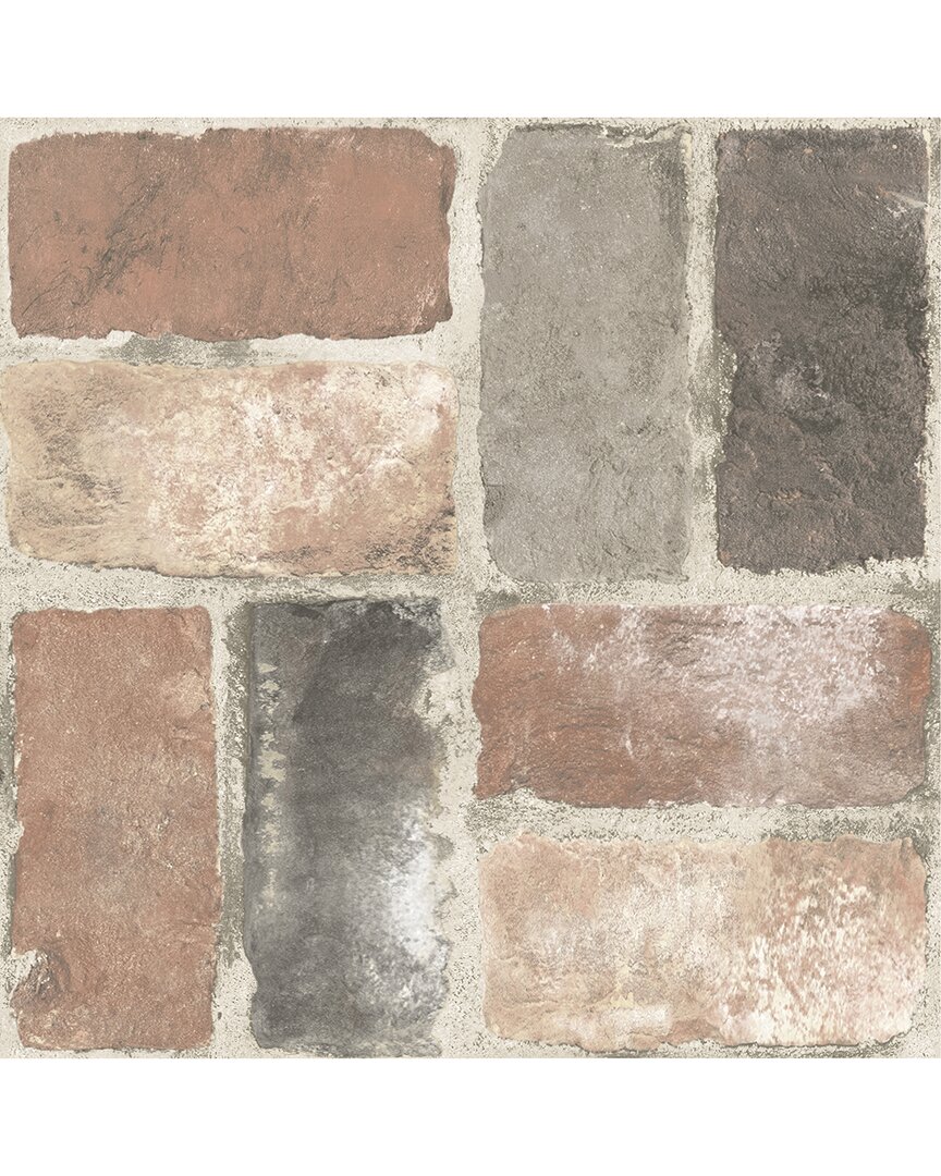 FLOORPOPS FLOORPOPS HARVARD BRICK RED PEEL & STICK FLOOR TILES SET OF 20