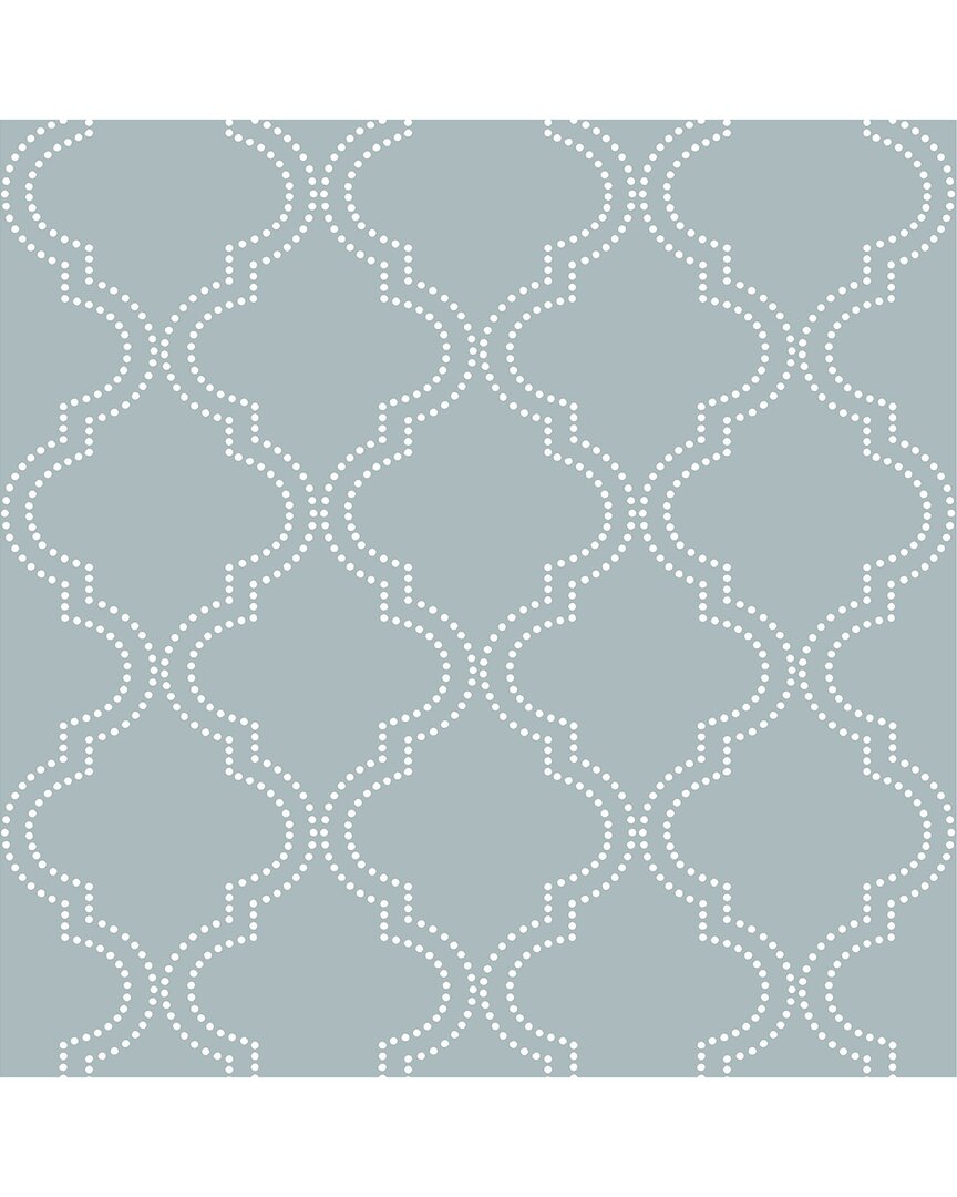 NUWALLPAPER NUWALLPAPER SLATE BLUE QUATREFOIL PEEL & STICK WALLPAPER