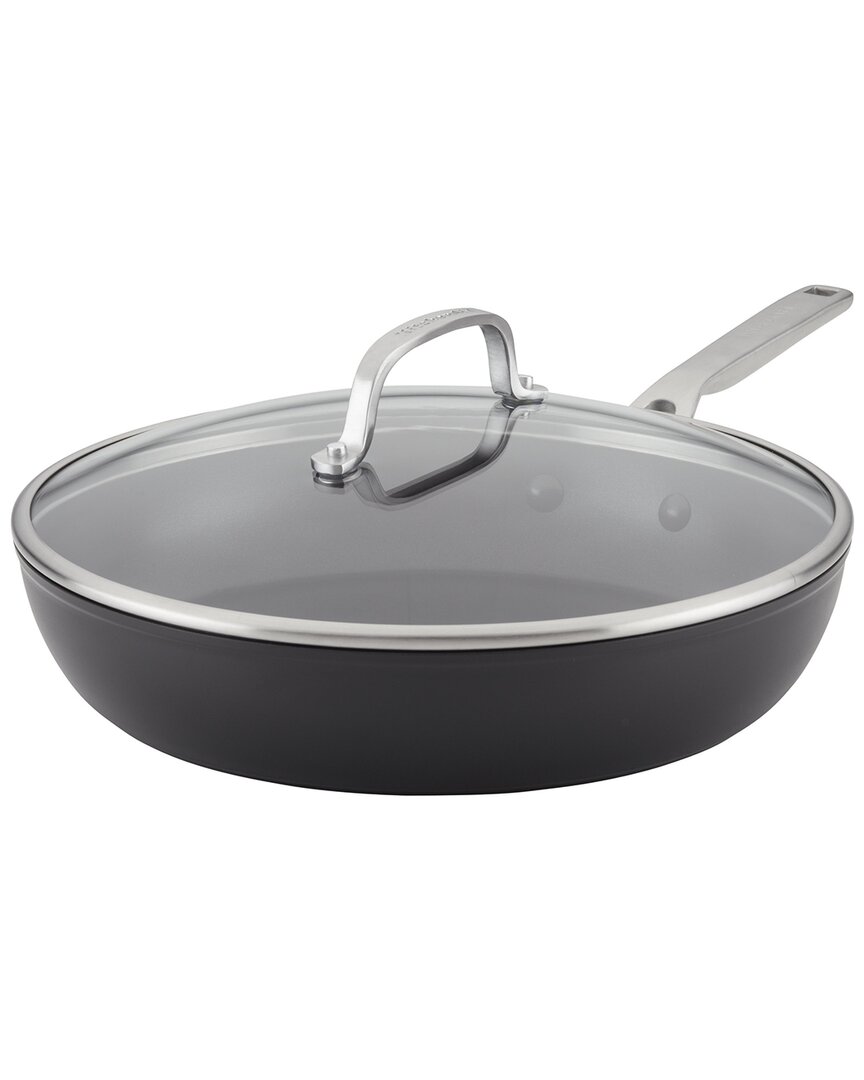 Kitchenaid Hard-anodized Induction Nonstick Frying Pan With Lid In Black