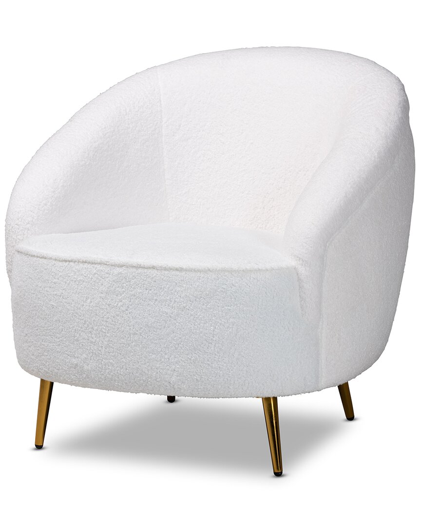 Baxton Studio Urian White Boucle Upholstered Accent Chair
