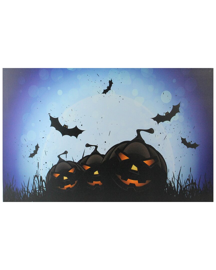 Shop Northlight Led Lighted Jack O'lanterns & Bats Halloween Wall Decor In Orange
