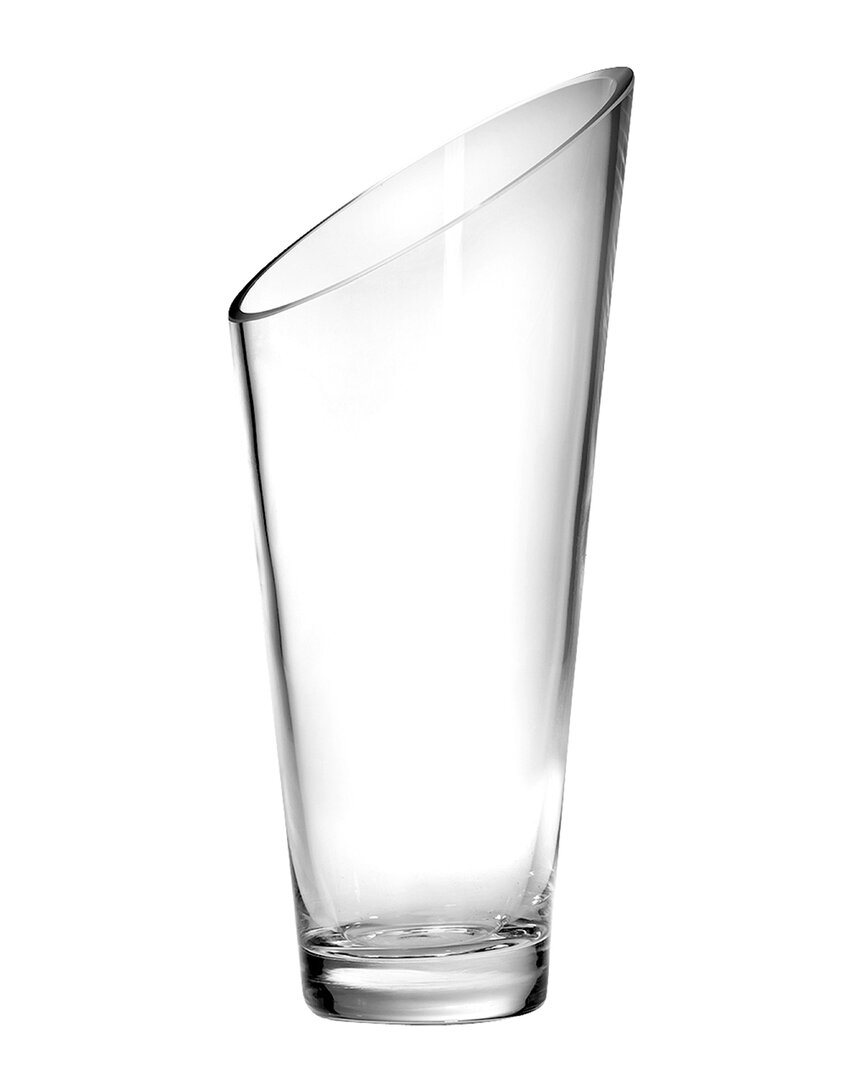 Barski Slant 10in Glass Vase In Transparent
