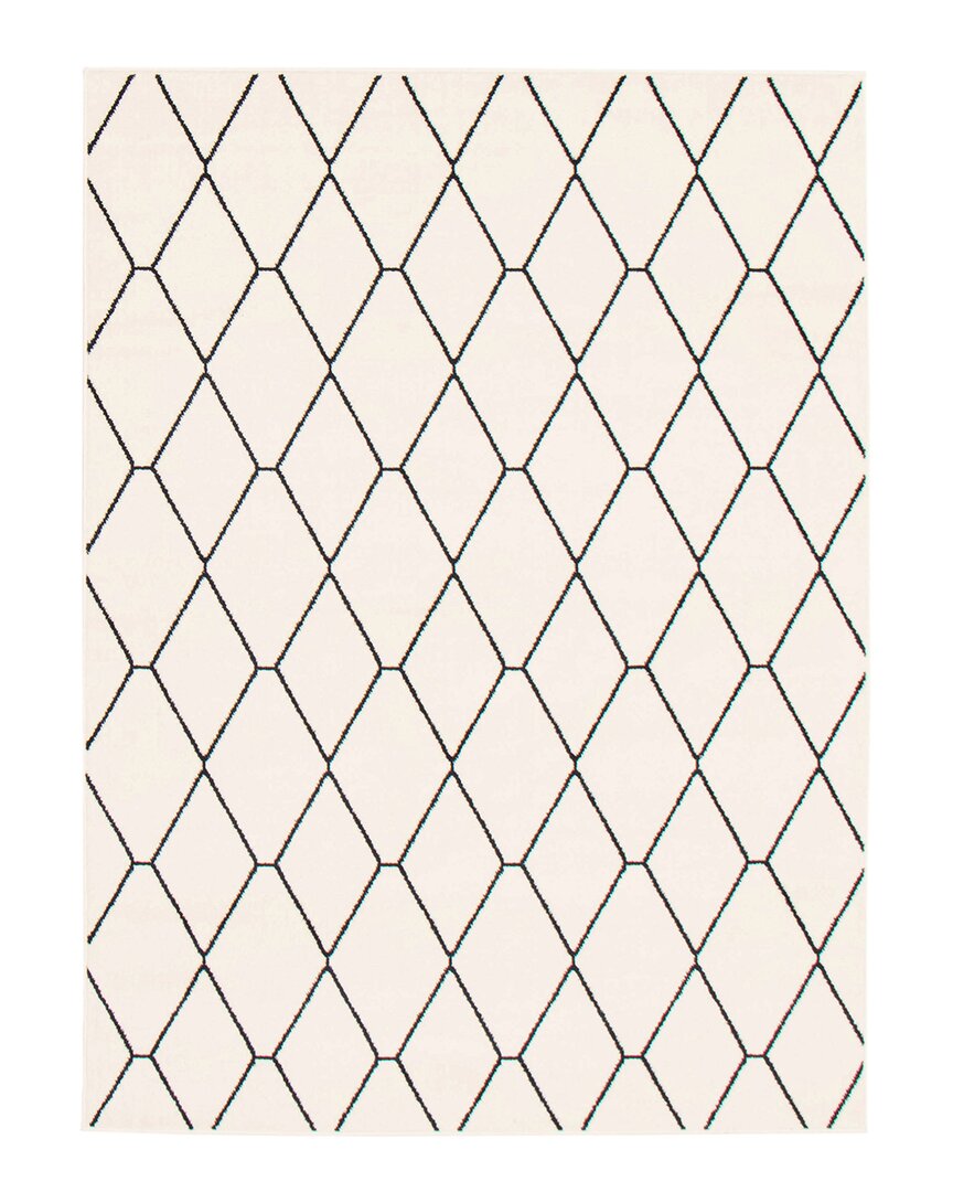 Ecarpet Macy Diamante Contemporary Geometric Rug In White