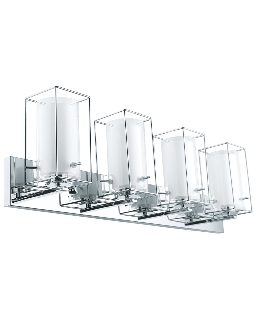 Eglo Iride 4 Light Bath/vanity Light With Chrome Finish & Clear & White Glass Shades