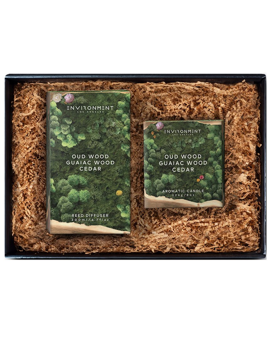 Environment Los Angeles Environment 200ml Diffuser & 8oz Candle Gift Pack Inspired By Baccarat Rouge 540¨ In Black