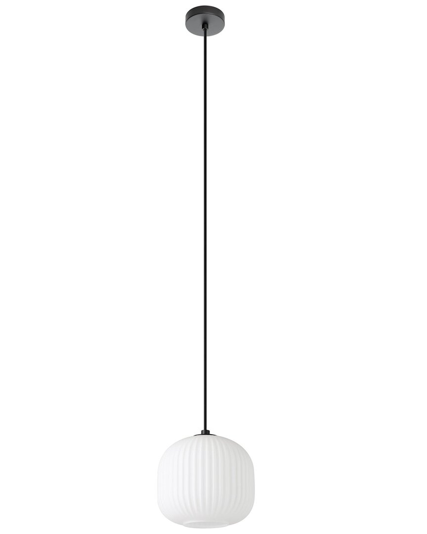 Eglo Mantunalle 1 Light Pendant With Black Finish & White Glass Shade