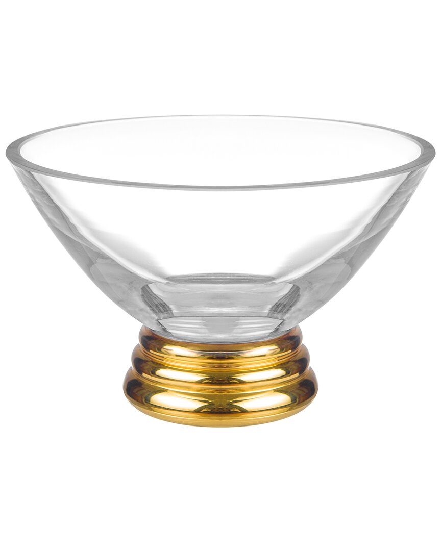 Barski Glass Clear/gold Footed Bowl
