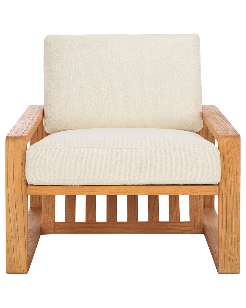Safavieh Couture Decarlo Wooden Frame Accent Chair In Beige