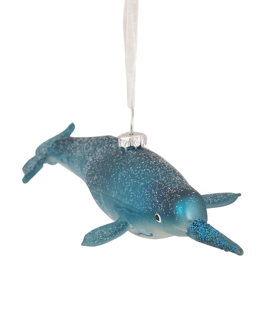 Northern Lights Dnu Unprofitable Northlight 7.5in Blue Glass Pipefish Christmas Ornament In Blue