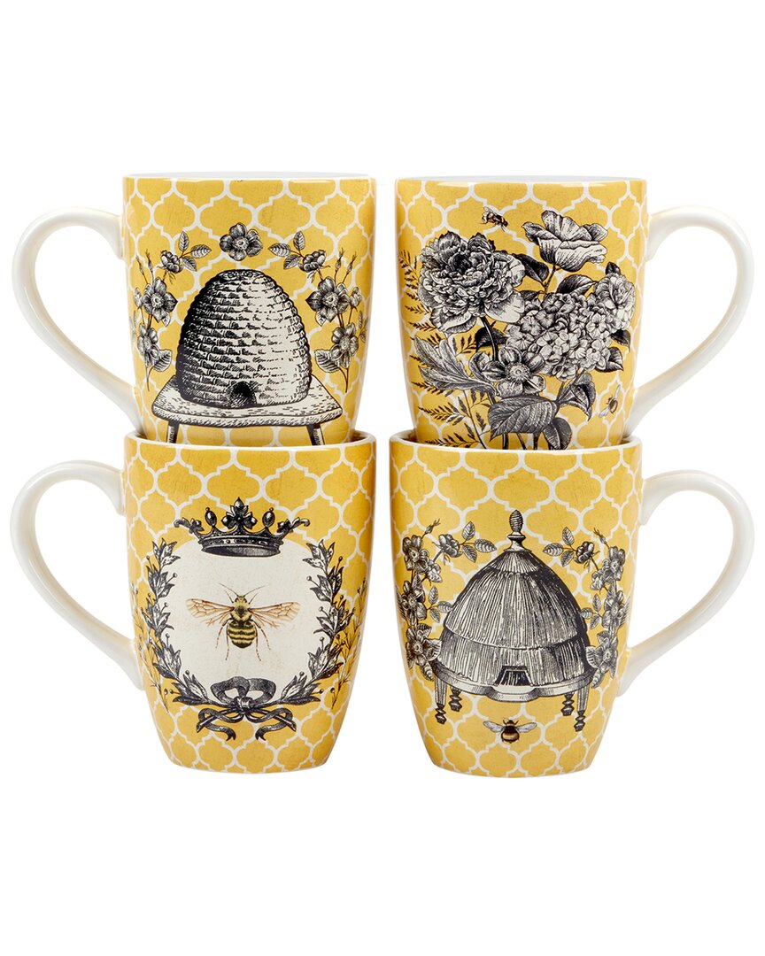 Certified International French Bees Set Of 4 Mugs