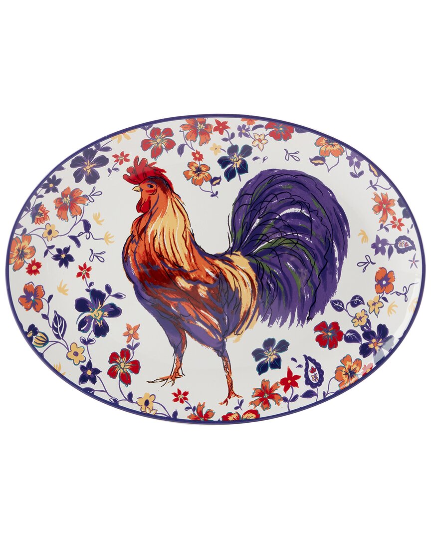 Certified International Morning Rooster Oval Platter In Multi