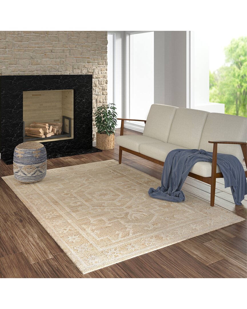 Lr Home Diamond Traditional Medallion Handmade Area Rug In White