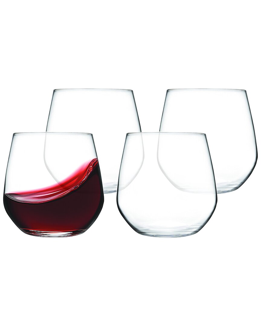 Barski Set Of 4 Stemless Wine Glasses In Transparent
