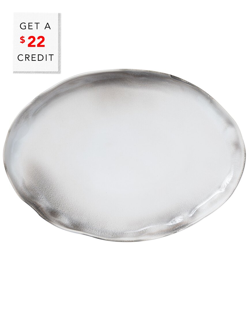 Shop Vietri Aurora Ash Large Oval Platter With $22 Credit In Grey