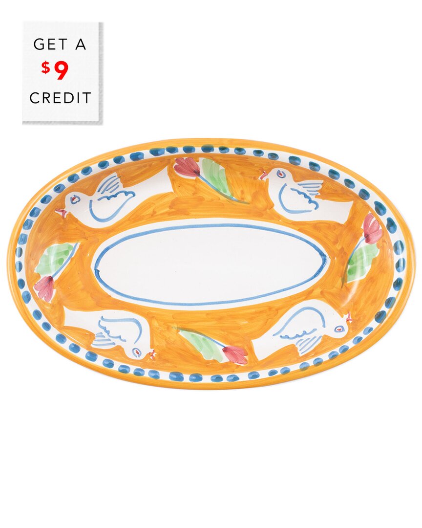 Shop Vietri Campagna Uccello Small Oval Tray With $9 Credit In Orange
