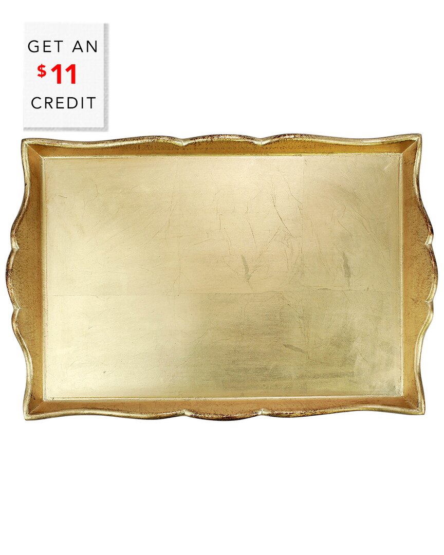 Shop Vietri Florentine Wooden Accessories Gold Handled Medium Rectangular Tray With $11 Credit