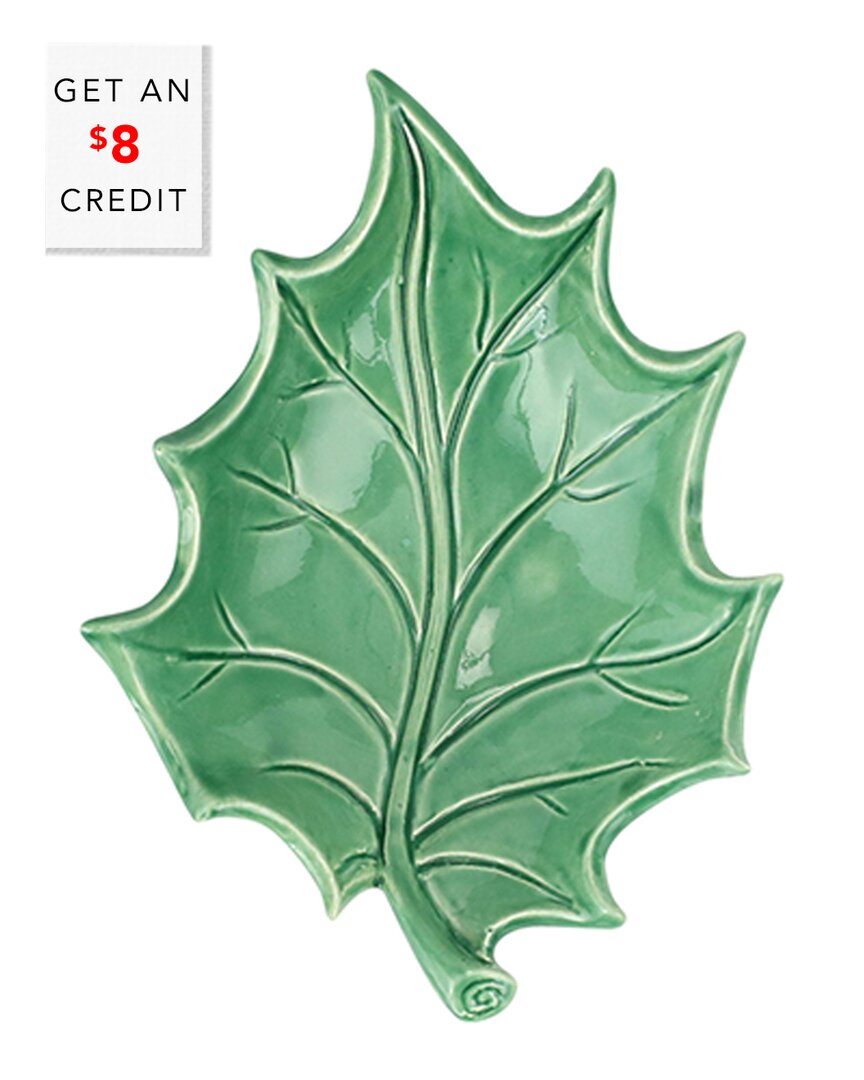 Shop Vietri Lastra Evergreen Figural Holly Small Bowl With $8 Credit In Green