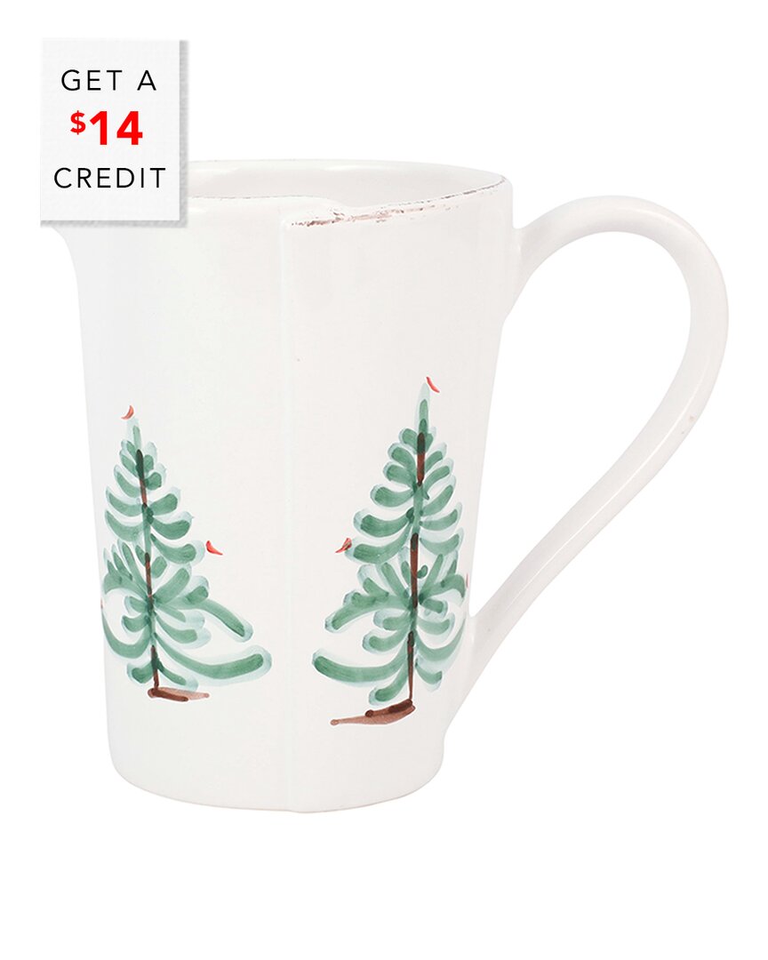Vietri Lastra Holiday Pitcher In Green
