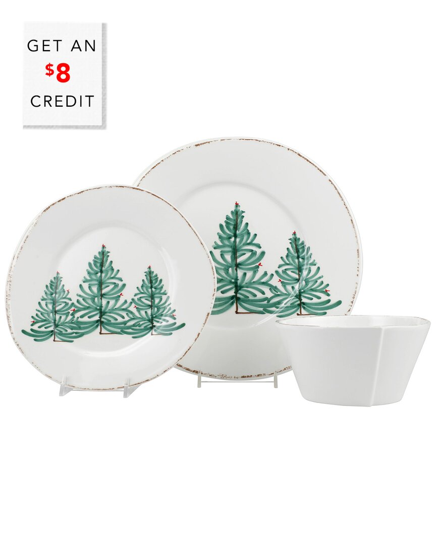 Vietri Melamine Lastra Holiday Three-piece Place Setting With $8 Credit In White