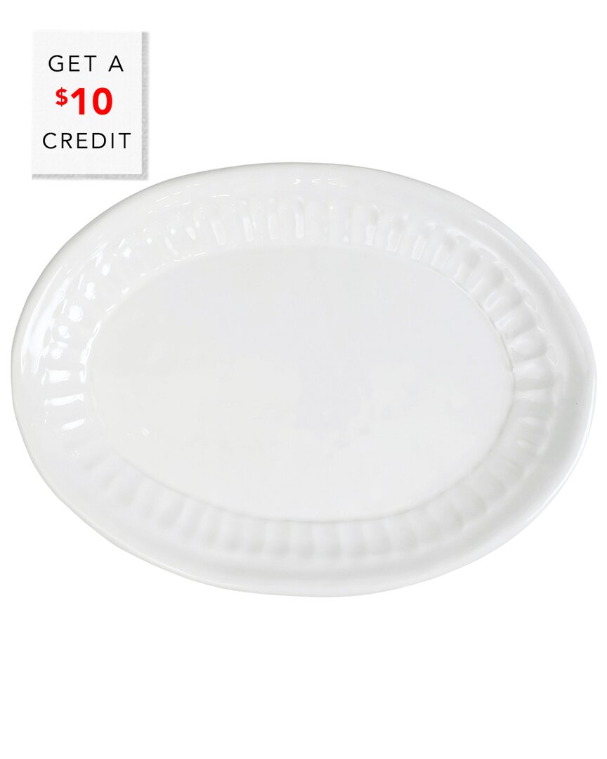 Vietri Pietra Serena Small Oval Platter With $10 Credit In White