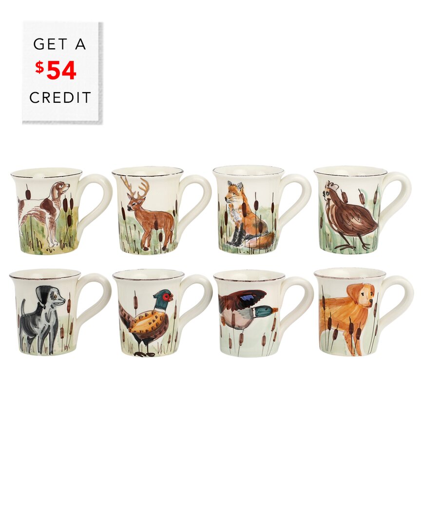 Vietri Set Of 8 Wildlife Assorted Mugs With $54 Credit