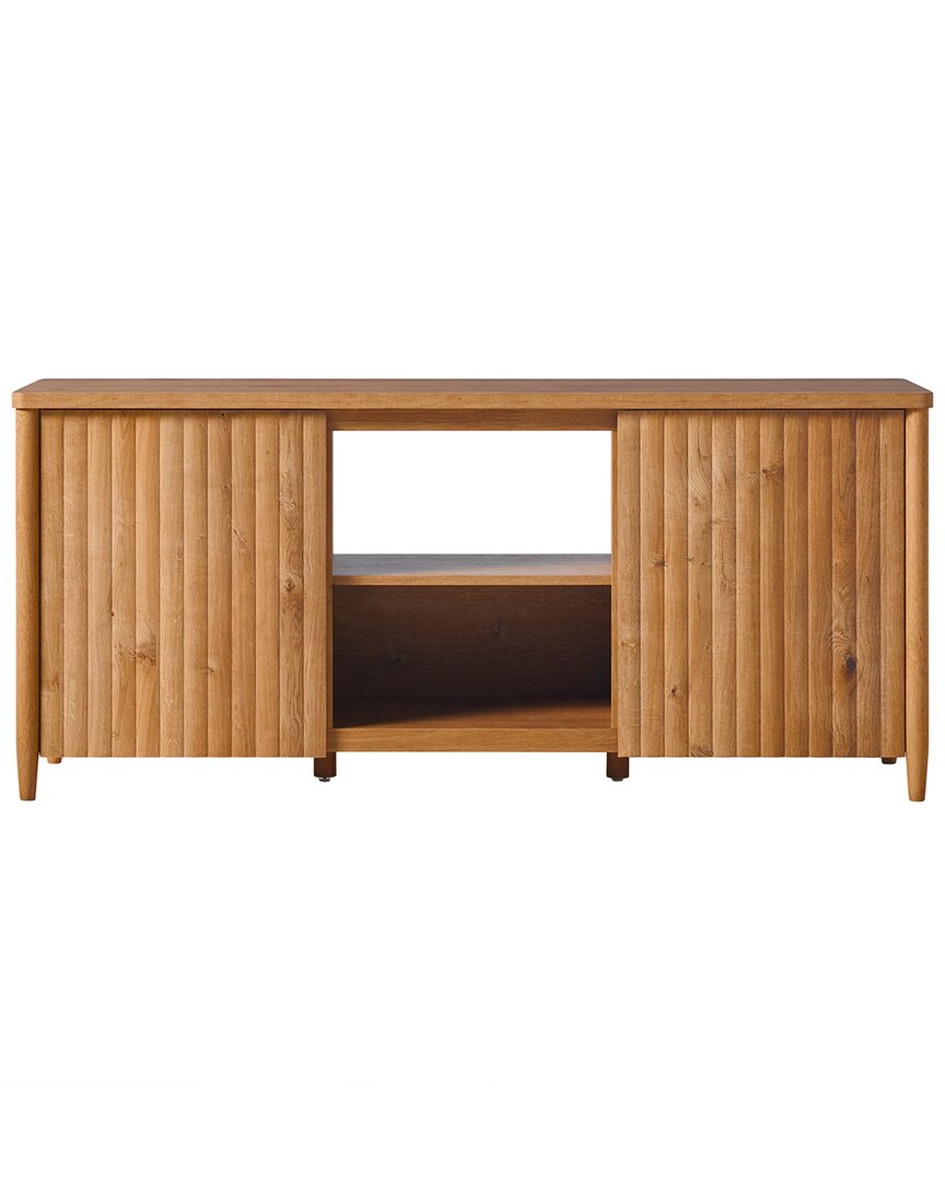 Walker Edison Scandinavian Reeded Tv Stand With Storage For Up To 70in Tv In Brown