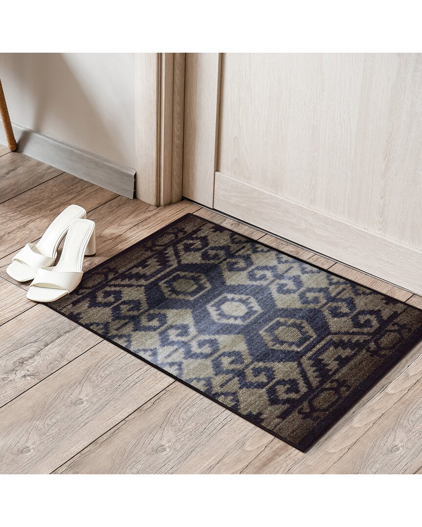 Superior Catori Machine Washable Rustic Indoor Rug In Black