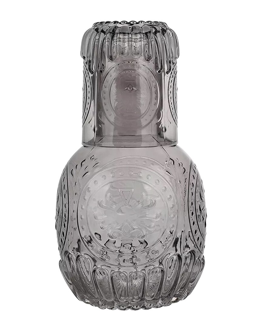 Jay Imports Glass 2pc Carafe Set: Cup & Bottle In Gray