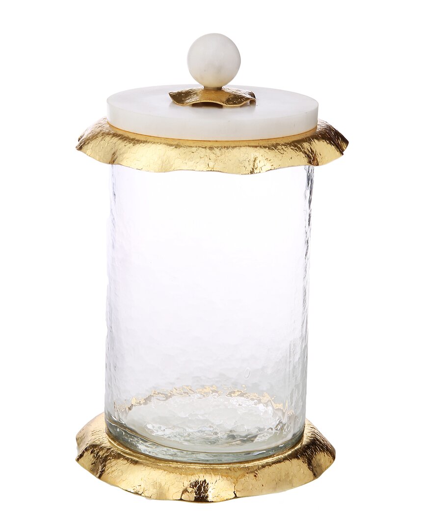 Alice Pazkus Medium Glass Canister With M Lid In Gold