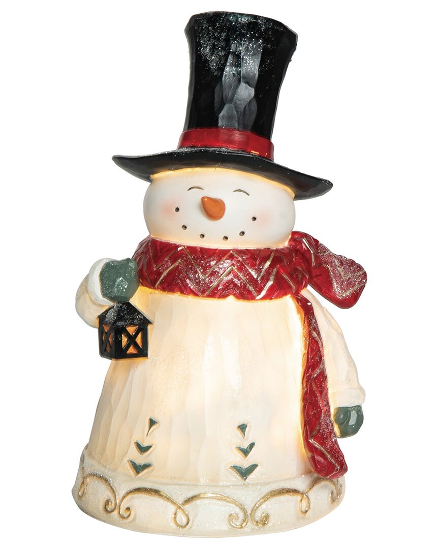 Transpac Resin 9.25in Multicolored Christmas Light Up Smiling Snowman Decor