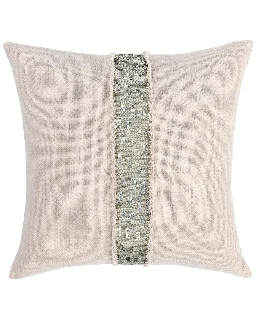 Classic Home Pieced With Hand Beaded Center Band Lira Throw Pillow